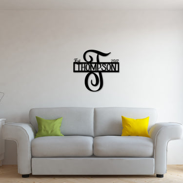 Custom Family Name Sign with Established Date | Personalized Last Name Sign | Engagement, Wedding, Anniversary, Christmas Gift | Metal Sign
